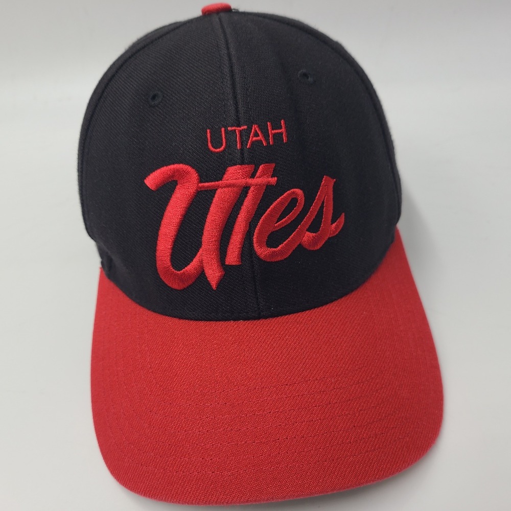 Utah Utes Hat Adjustable 47 Brand Black Red NCAA University Script Wool‎ Blend